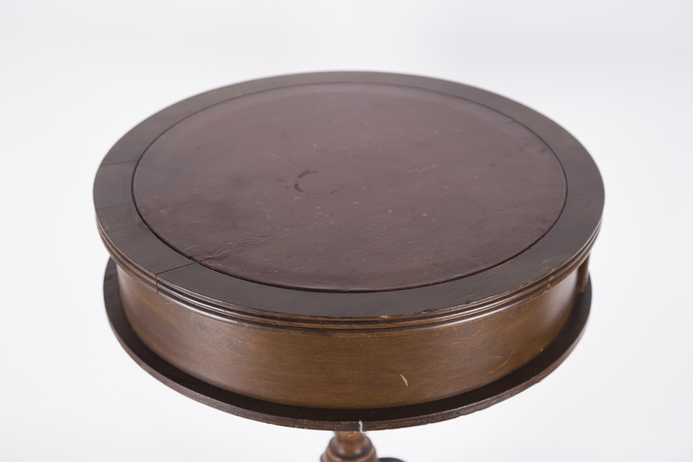 Leather-Topped Drum Table