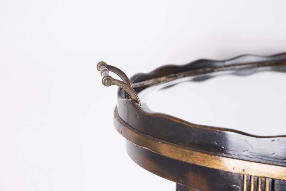 Mirrored Piecrust Table with Handles
