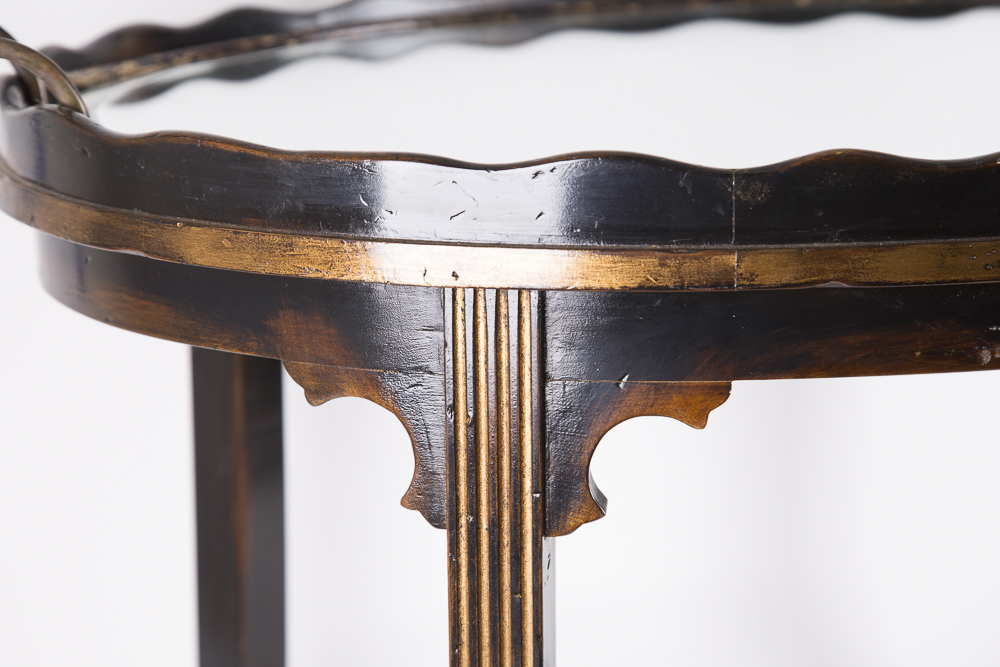 Mirrored Piecrust Table with Handles