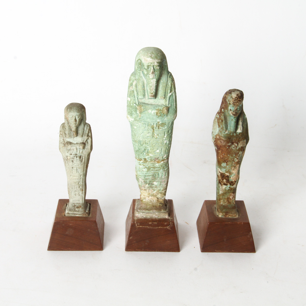 Three Egyptian Faience Ushabti Figurines