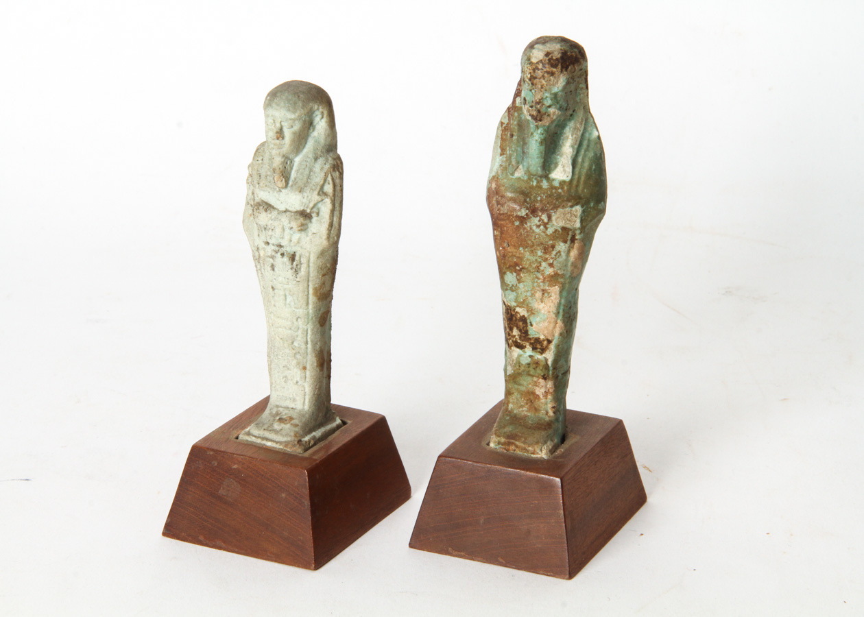 Three Egyptian Faience Ushabti Figurines