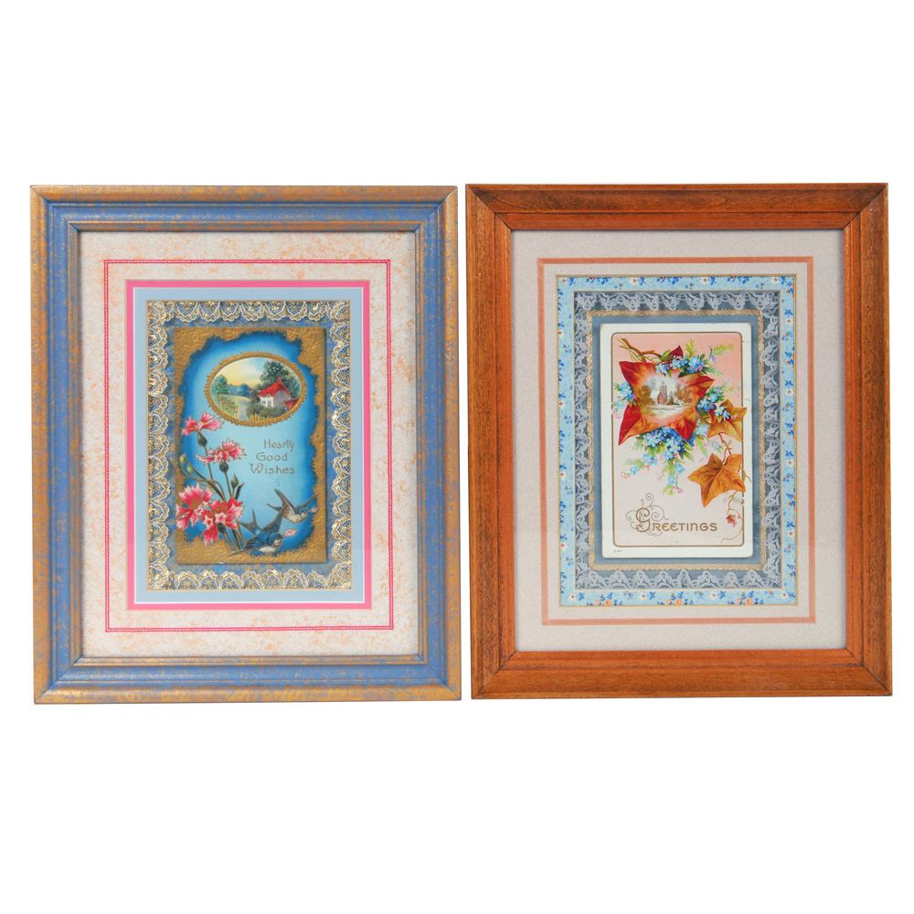 Antique Postcards Framed By Dark Angel