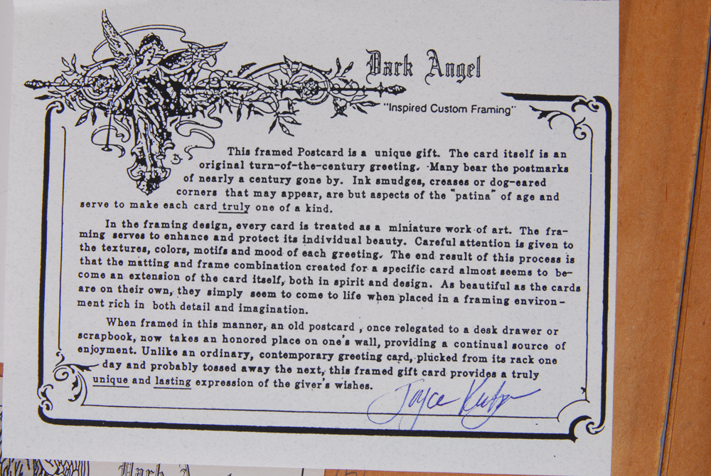 Antique Postcards Framed By Dark Angel