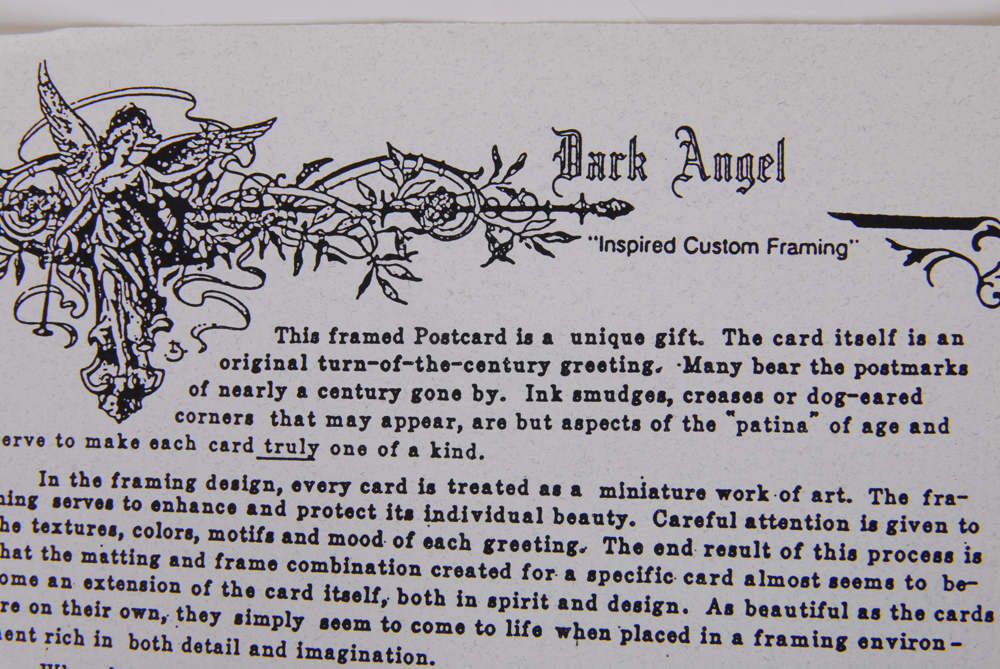 Antique Postcards Framed By Dark Angel