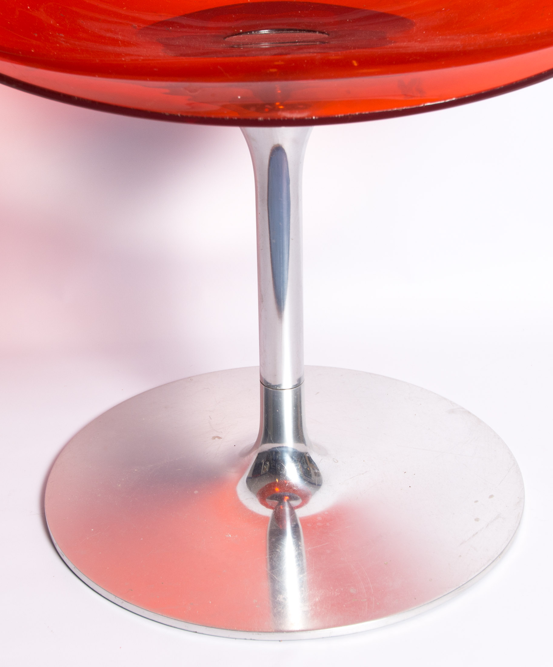 Red Acrylic Swivel Chair in the Style of Phillipe Starck