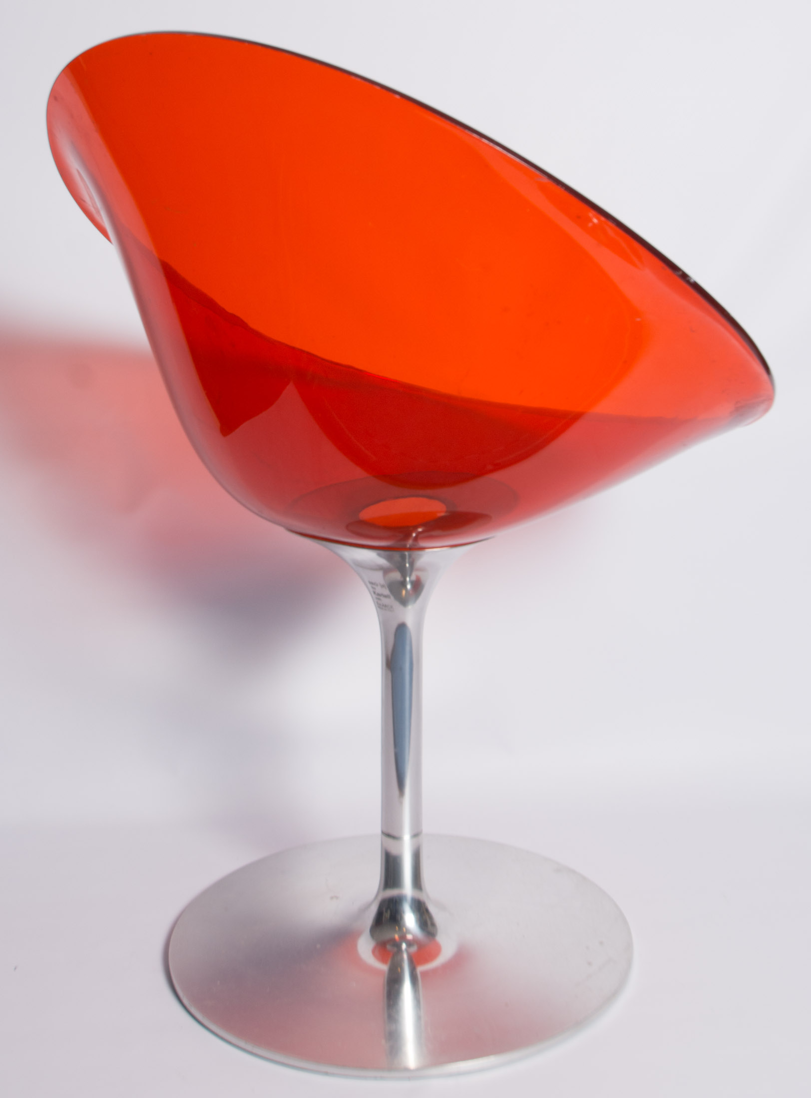 Red Acrylic Swivel Chair in the Style of Phillipe Starck