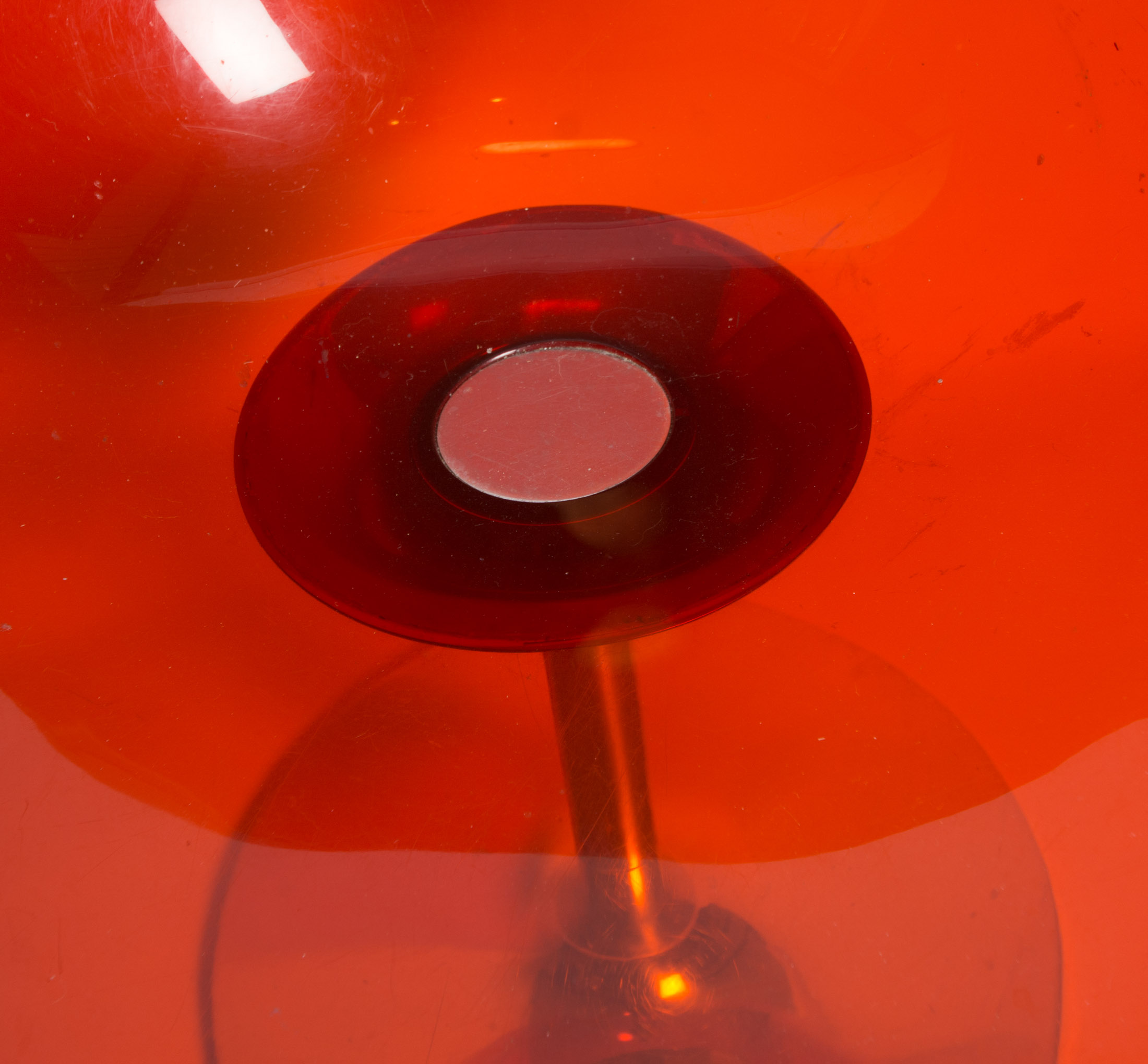 Red Acrylic Swivel Chair in the Style of Phillipe Starck