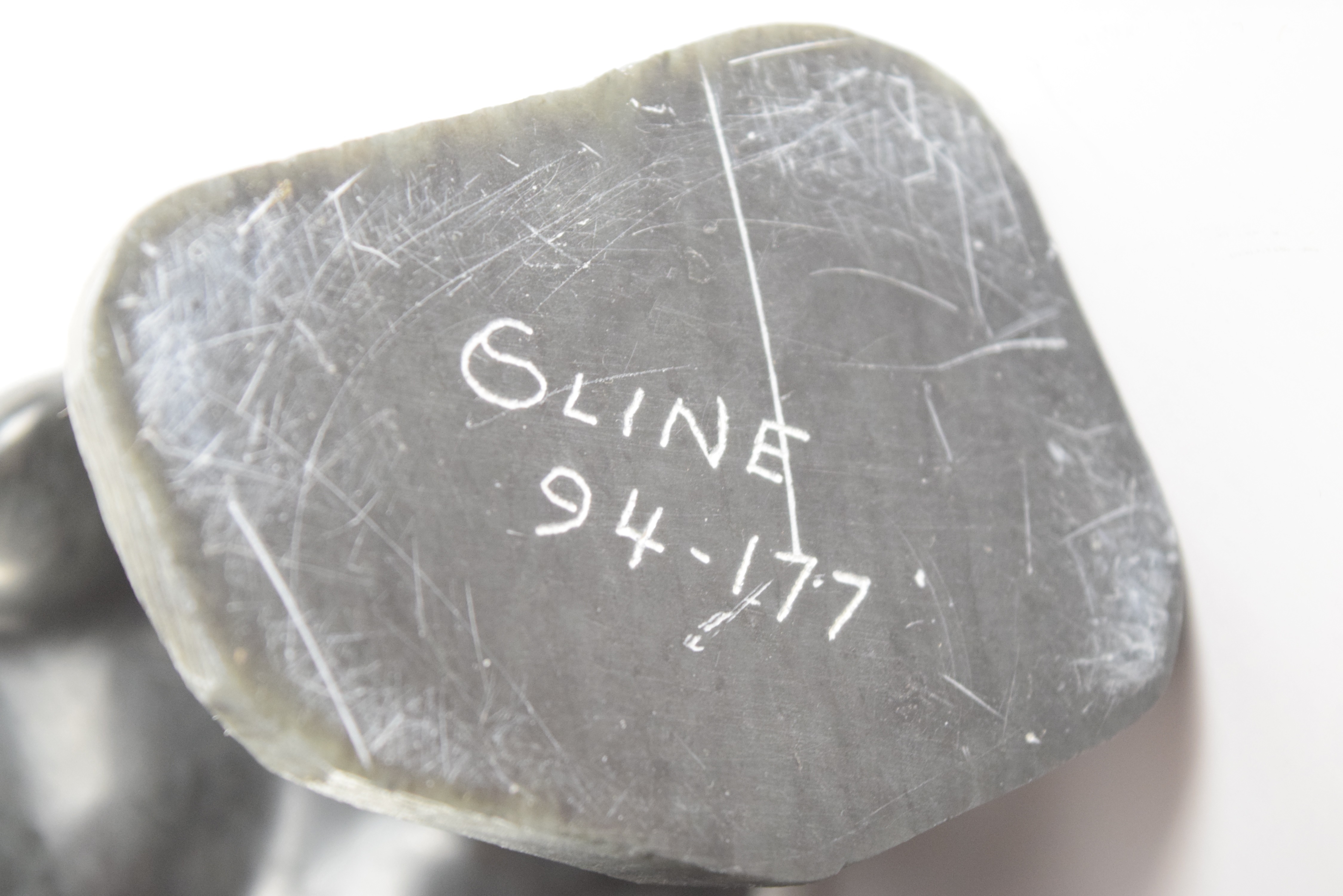 Inuit Stone Sculpture of Bear with Fish, Signed Gline