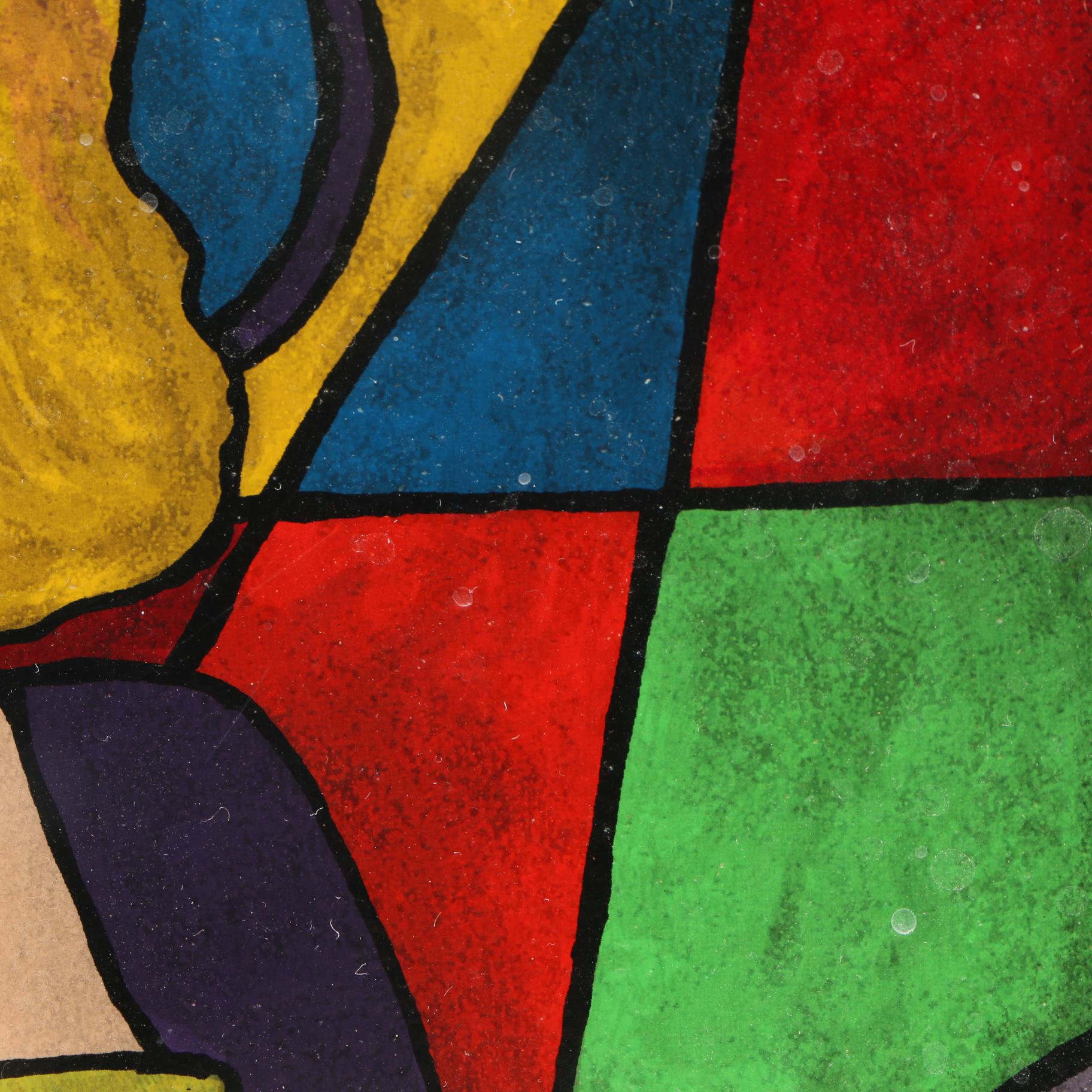 Linda Le Kinff Serigraph of a Seated Woman With a Cat