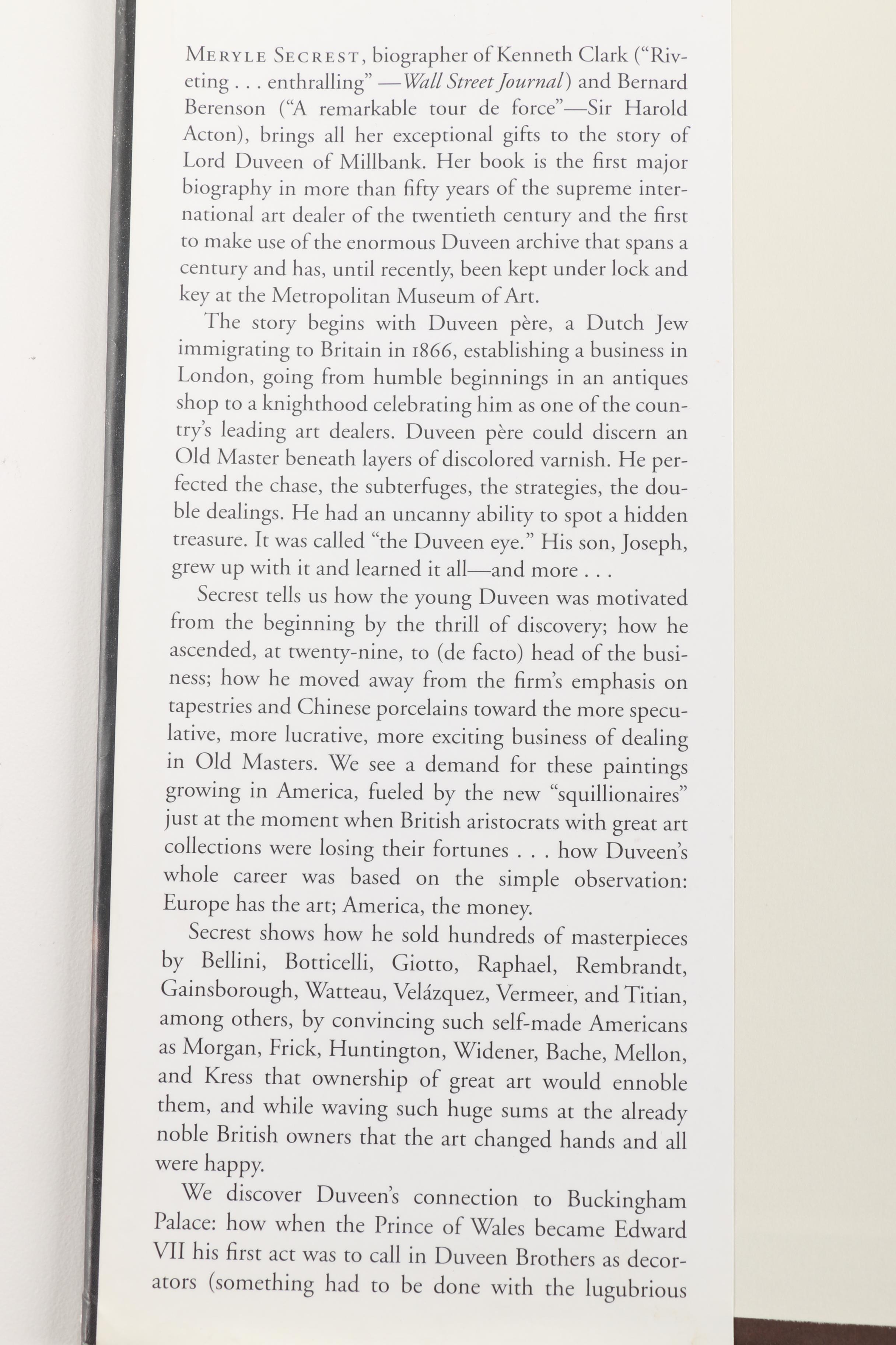 Collection of Books about Art Collector Sir Joseph Duveen