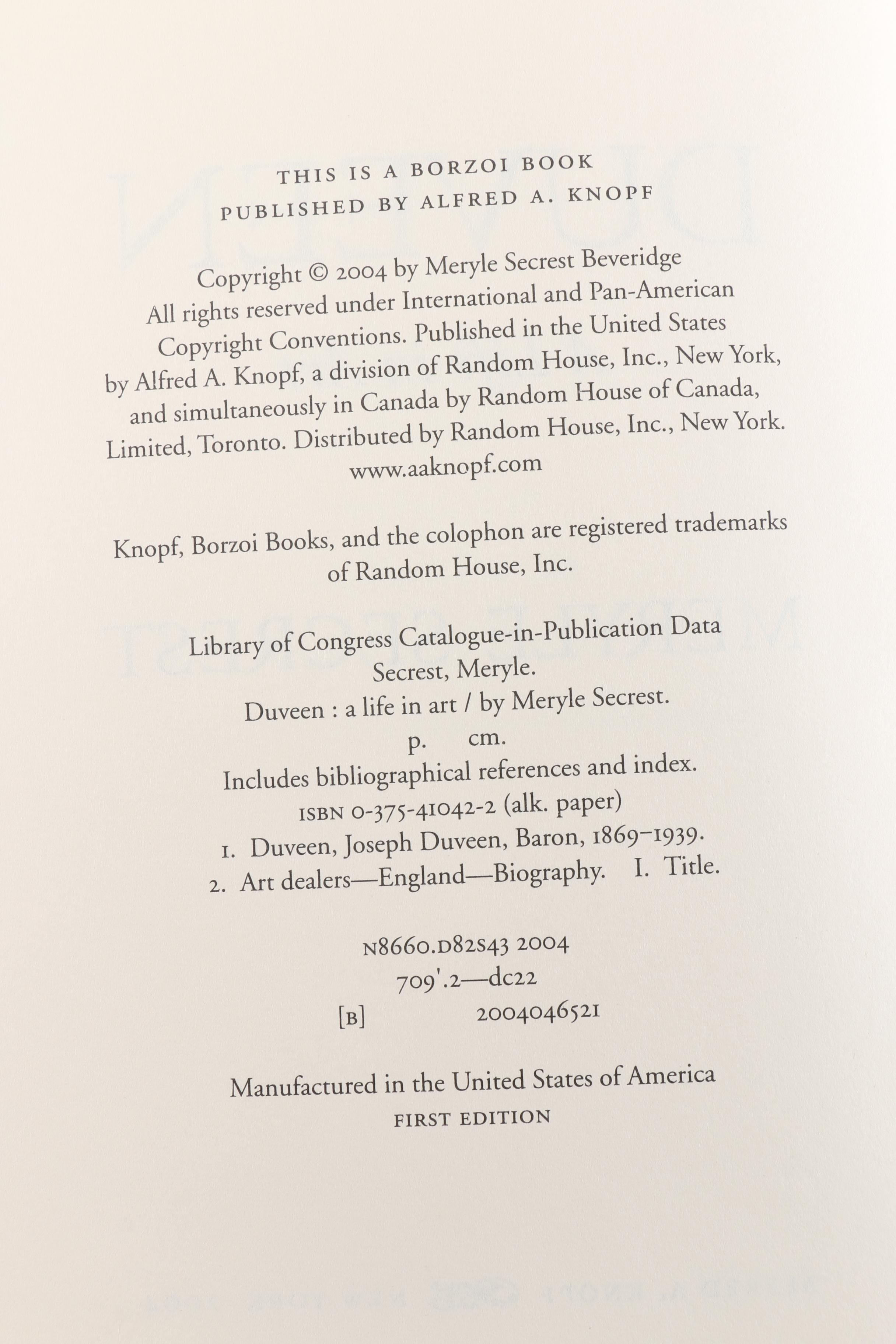 Collection of Books about Art Collector Sir Joseph Duveen