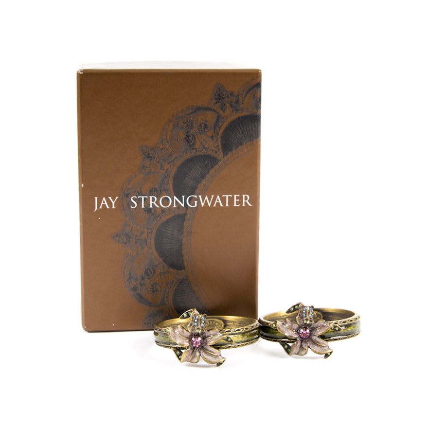 Decorative Jay Strongwater Napkin Ring Pair