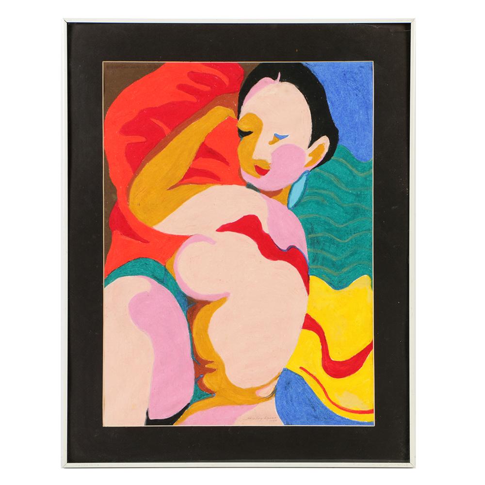 Shirley Lyons Pastel Drawing on Paper of Female Nude