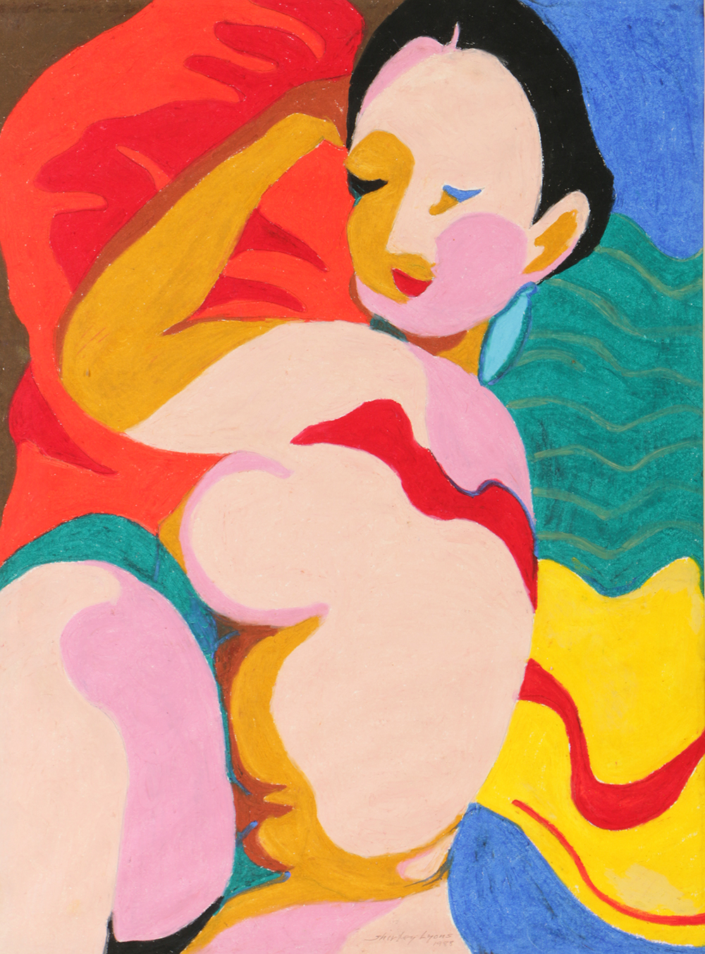 Shirley Lyons Pastel Drawing on Paper of Female Nude