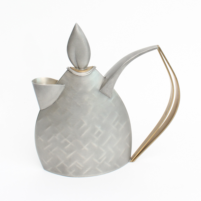 Jon Michael Route Hand-Crafted Pewter Teapot Sculpture
