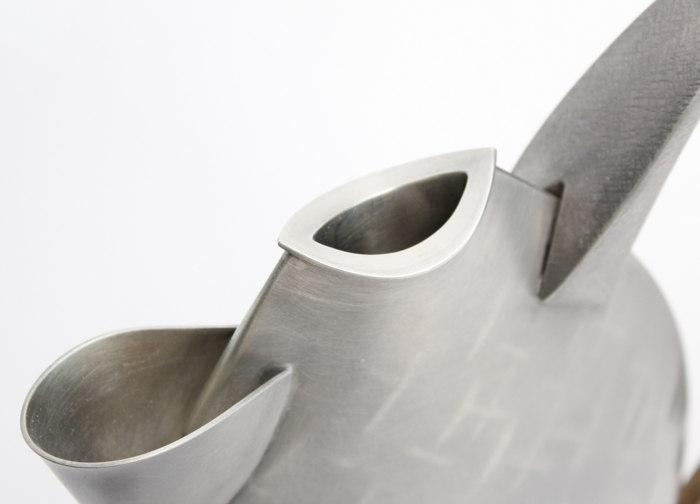 Jon Michael Route Hand-Crafted Pewter Teapot Sculpture