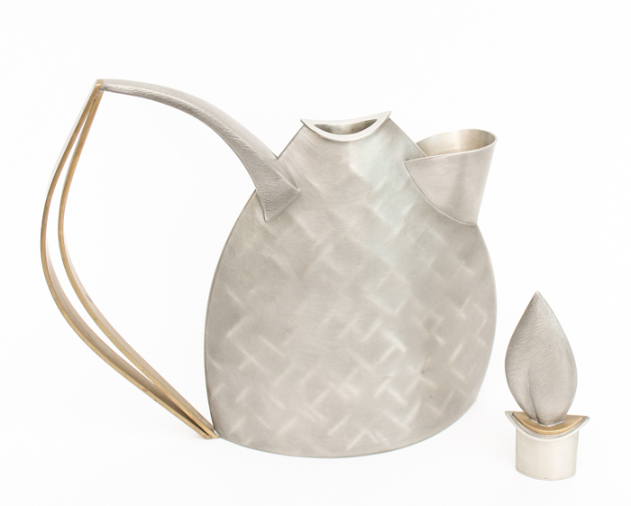 Jon Michael Route Hand-Crafted Pewter Teapot Sculpture