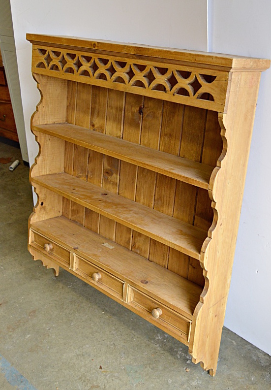 Antique English Pine Wall Shelf
