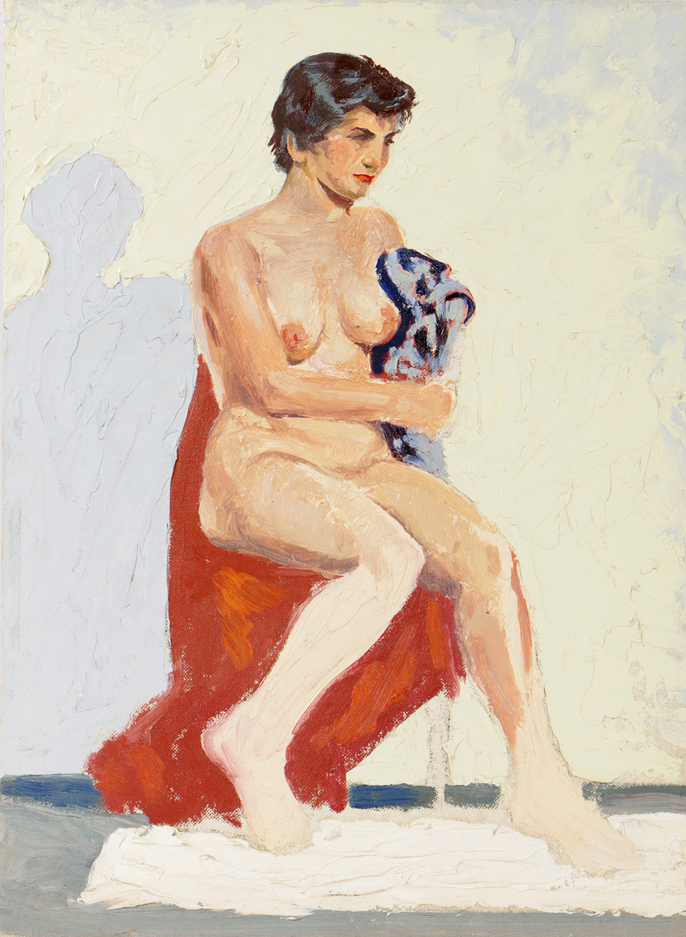 Oil Painting on Board Seated Female Nude