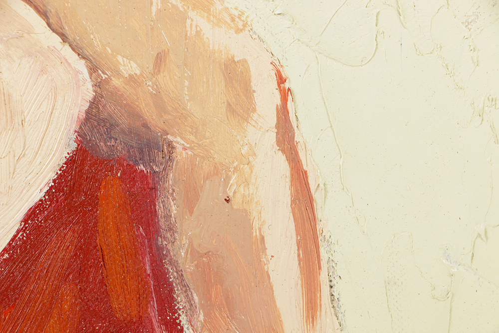 Oil Painting on Board Seated Female Nude