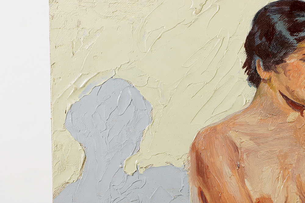 Oil Painting on Board Seated Female Nude