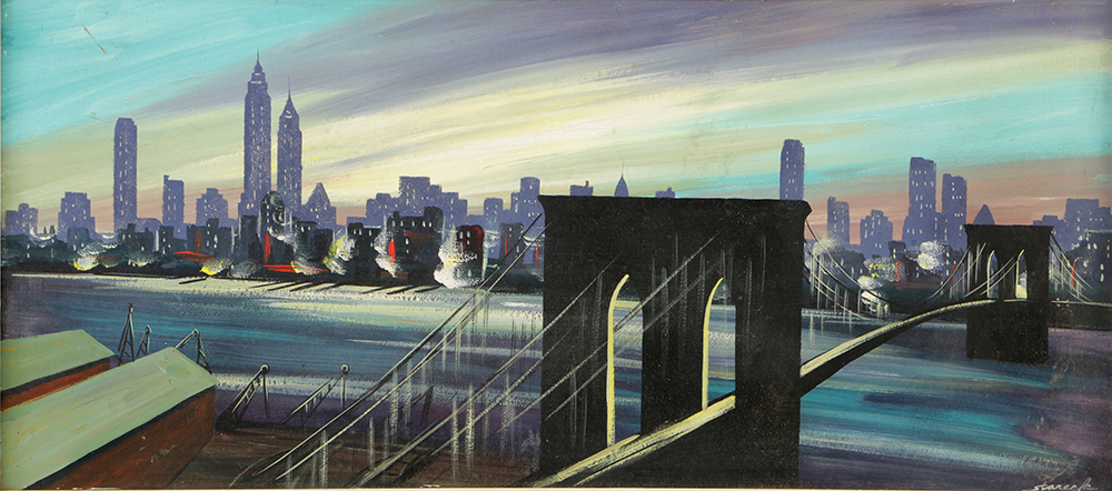 Edgar Stareck Acrylic Painting on Board of the New York Skyline