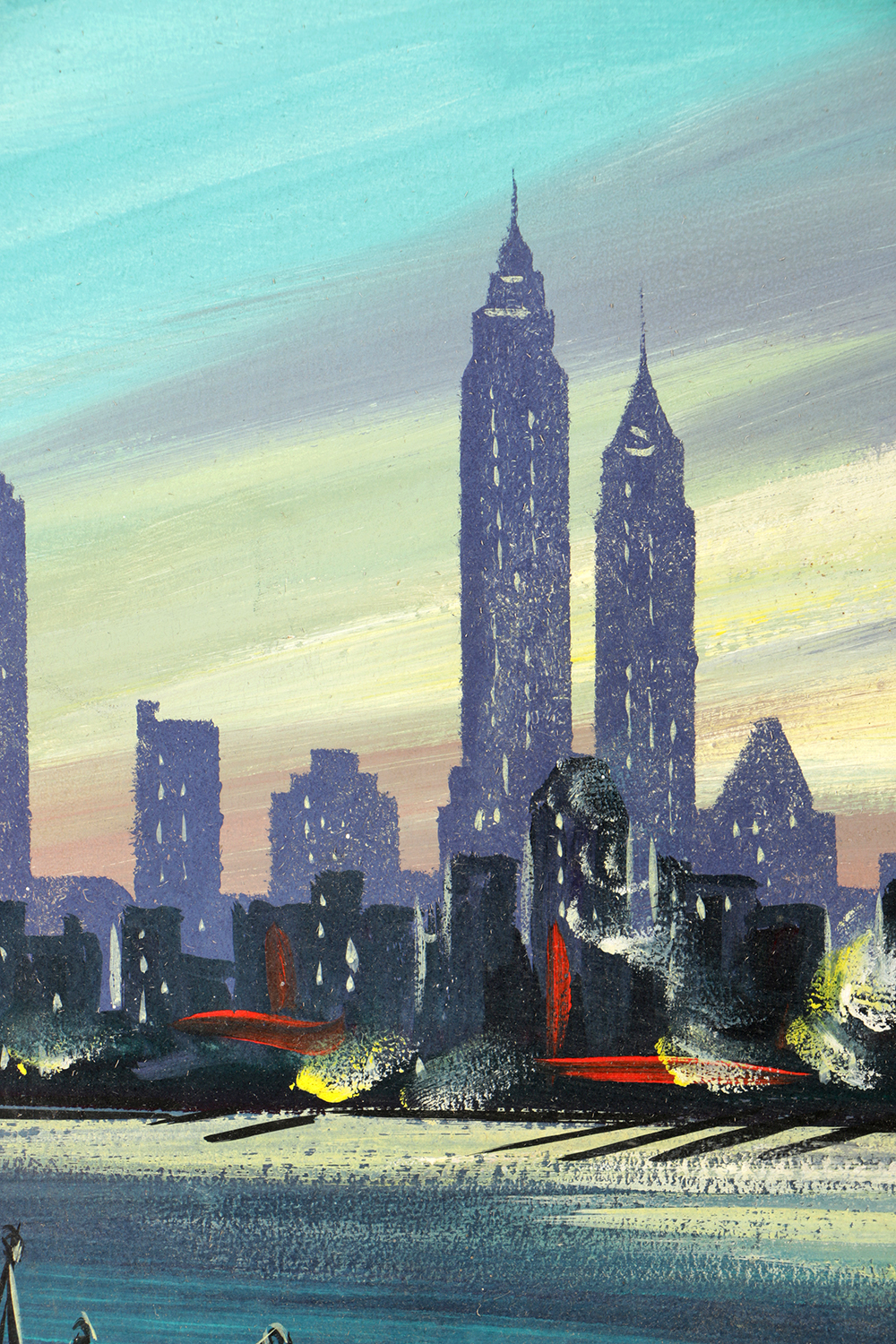 Edgar Stareck Acrylic Painting on Board of the New York Skyline
