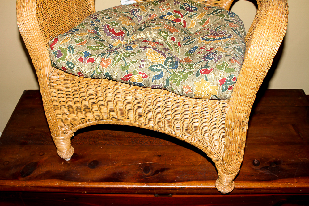 Pier 1 Wicker Chair and Cushion