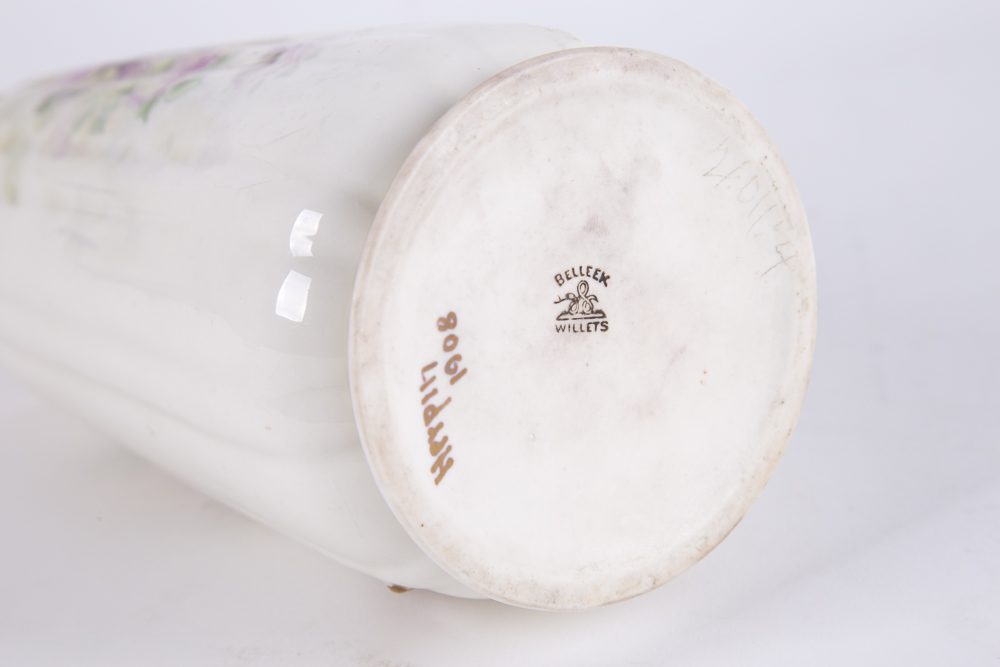 Antique Belleek Willets Pitcher with Dragon Handle