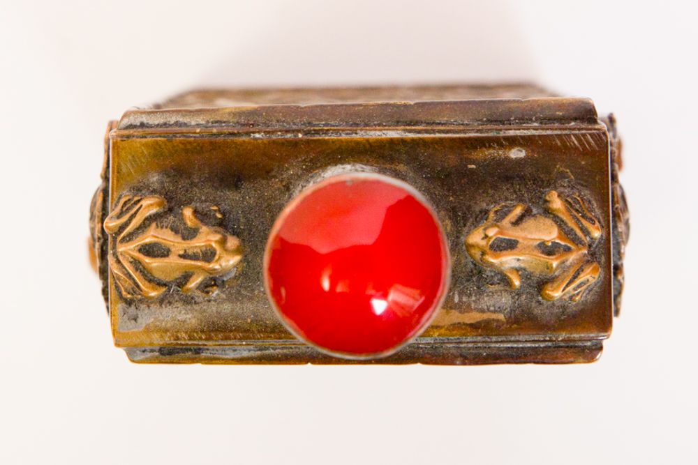 Chinese Brass Dragon Motif Snuff Bottle