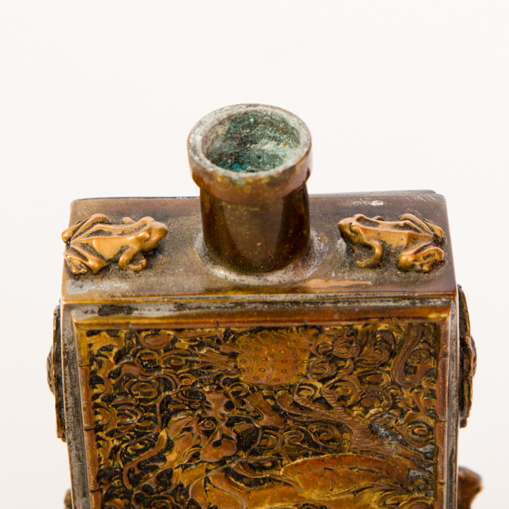 Chinese Brass Dragon Motif Snuff Bottle