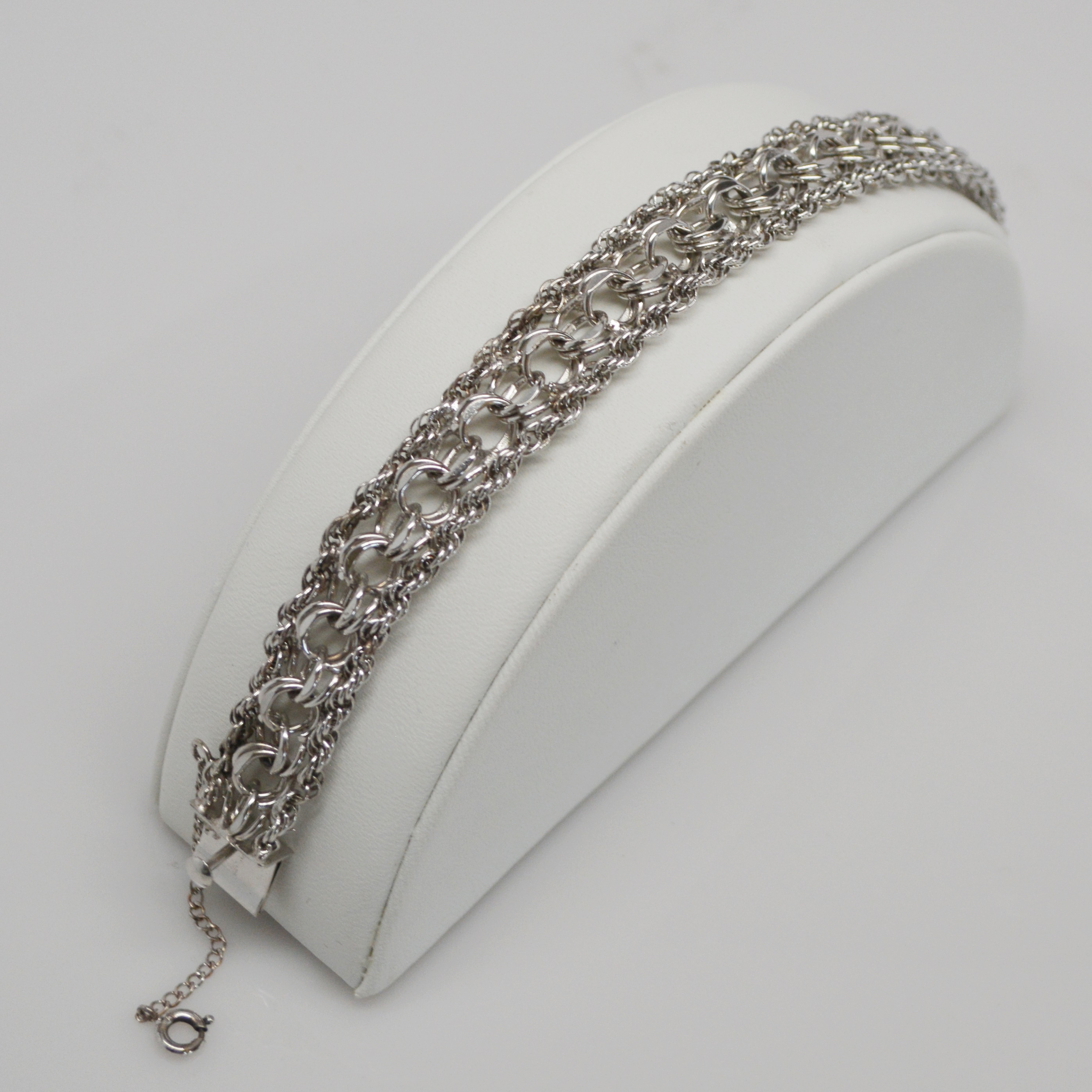 Sterling Silver Multiple Chain Charm Bracelet