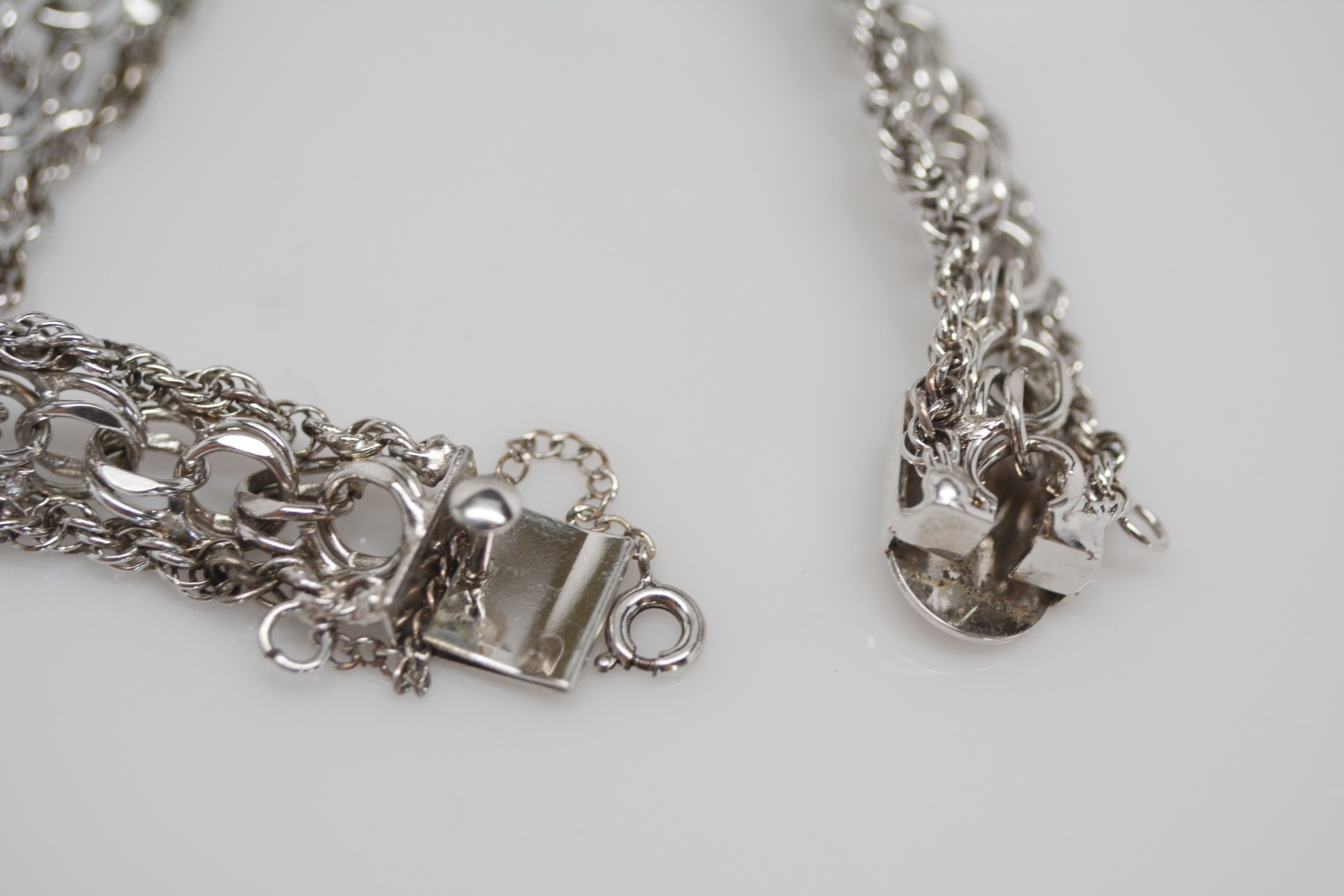Sterling Silver Multiple Chain Charm Bracelet
