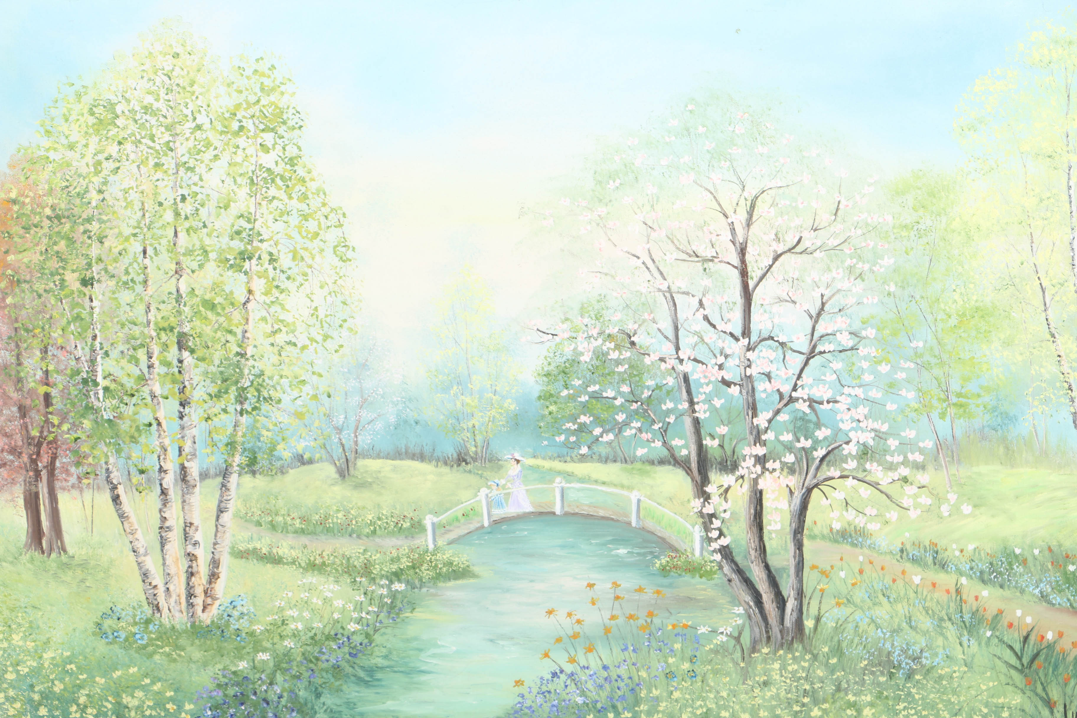 Luba Wiessner Signed Original Oil Painting of a Pastoral Scene