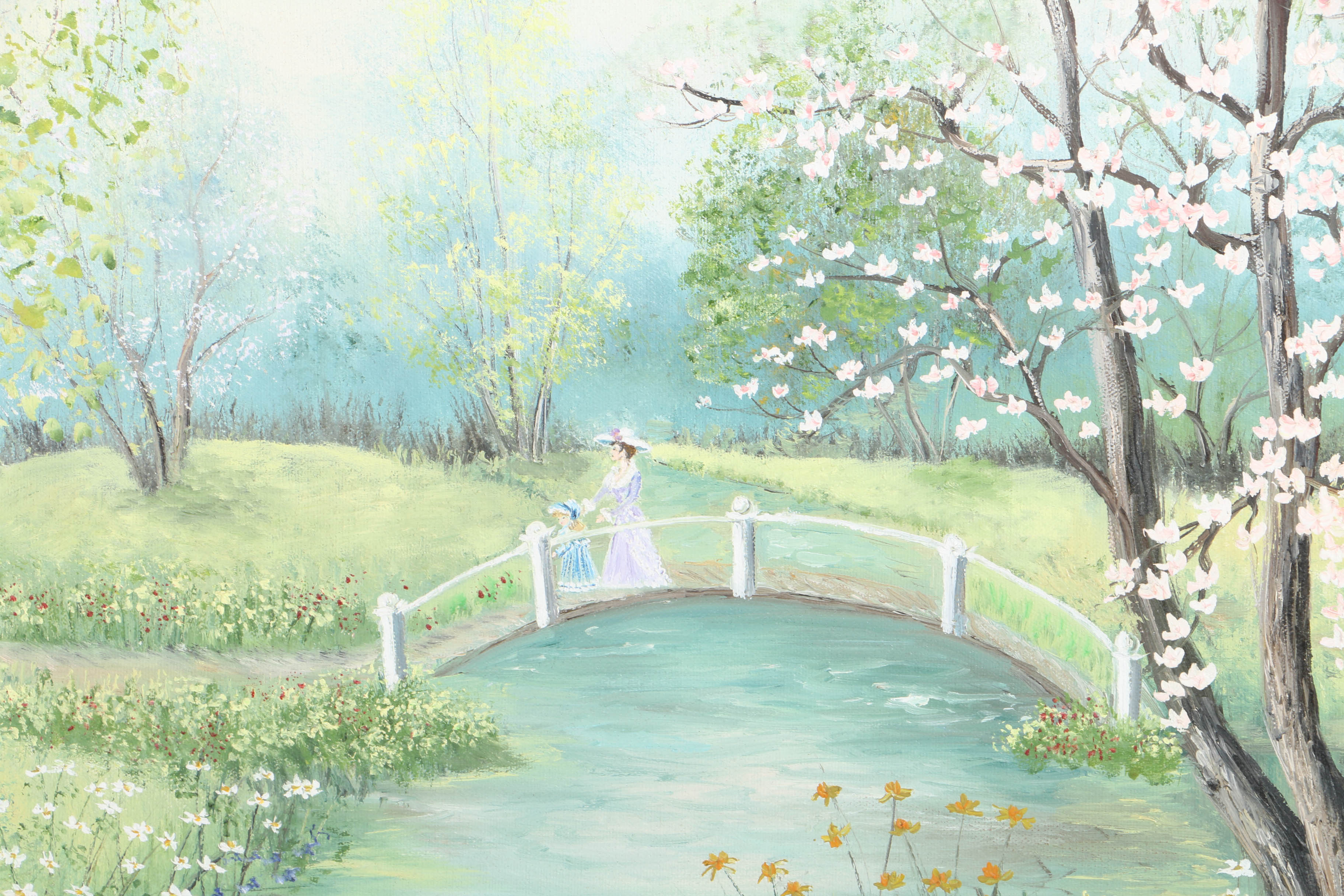 Luba Wiessner Signed Original Oil Painting of a Pastoral Scene