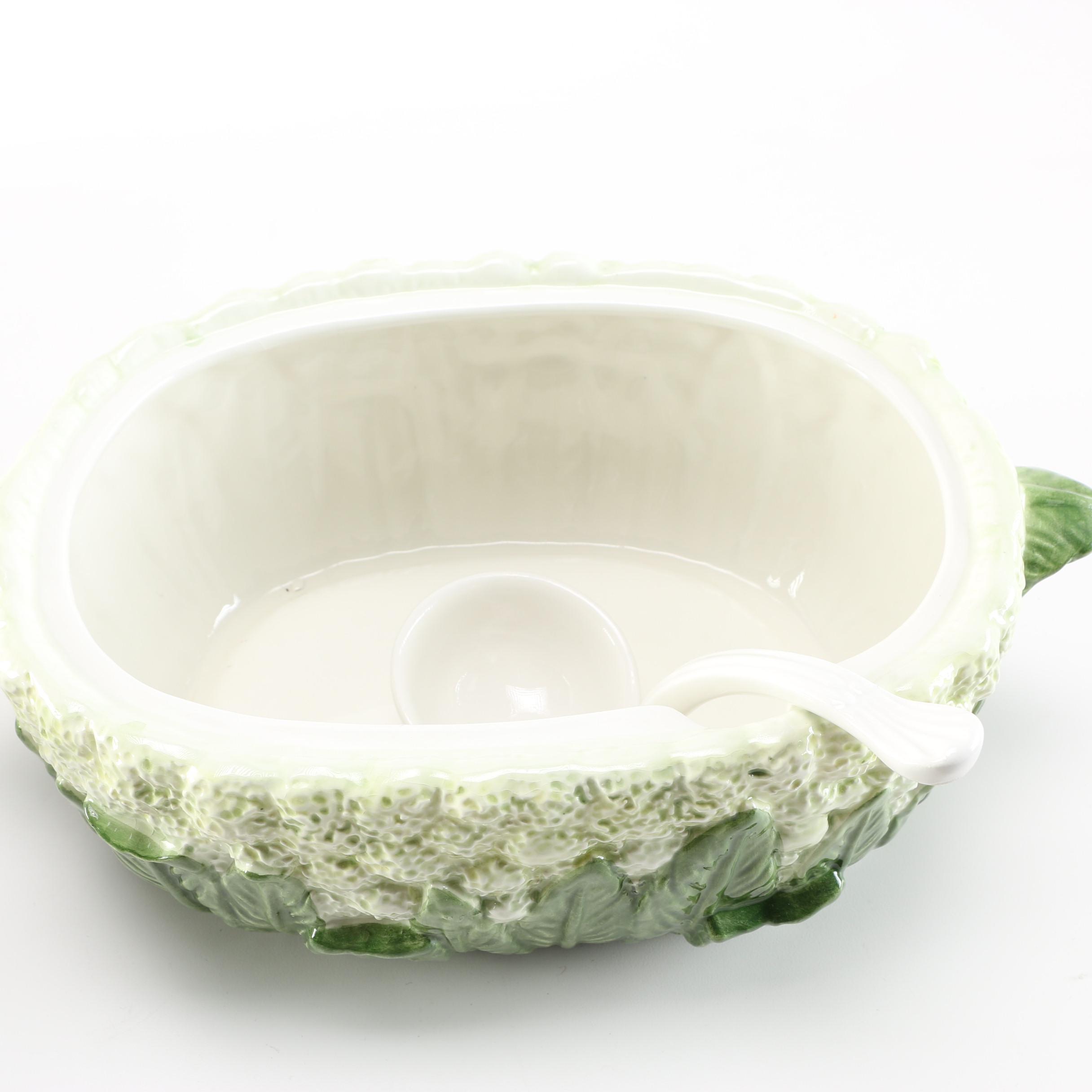 Italian Majolica Rabbit Tureen and Vessels