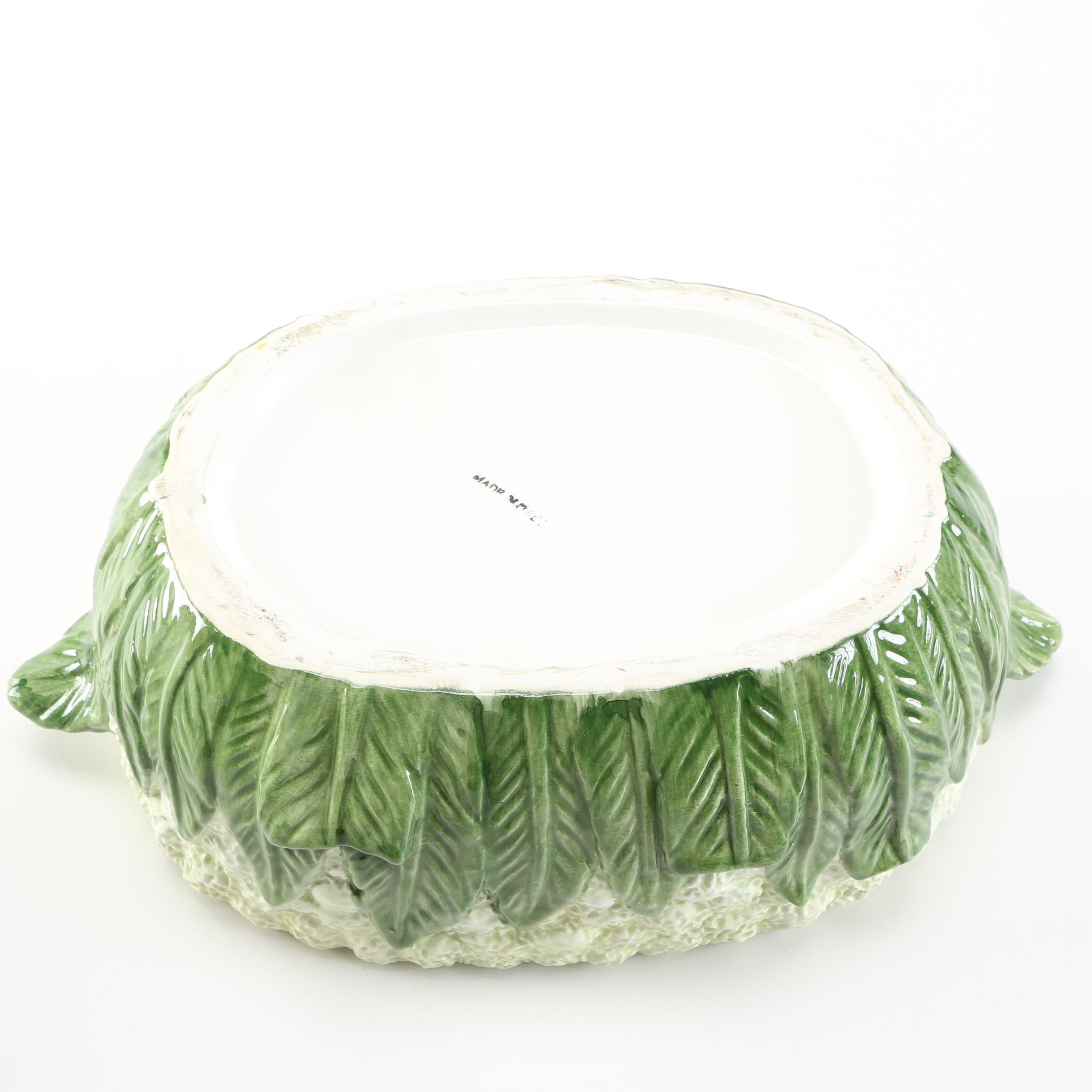 Italian Majolica Rabbit Tureen and Vessels