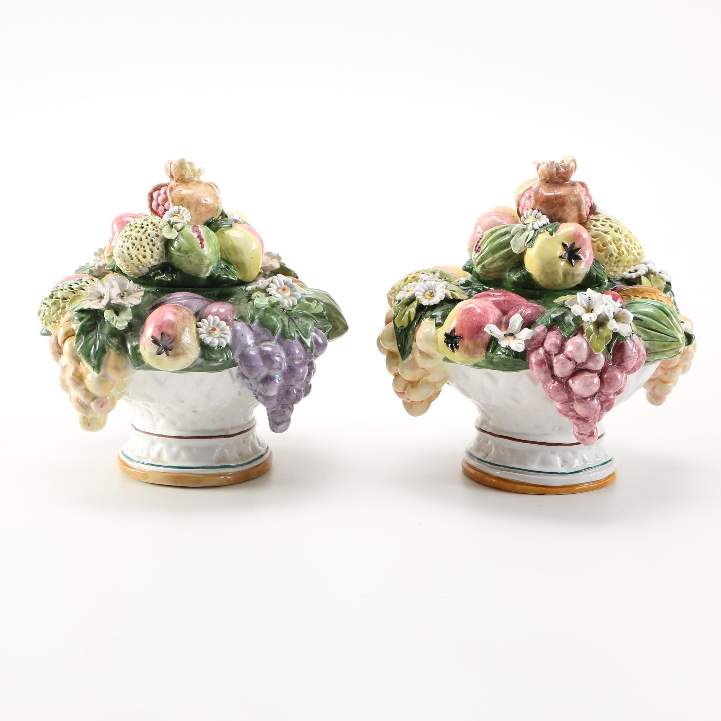 Italian Majolica Rabbit Tureen and Vessels