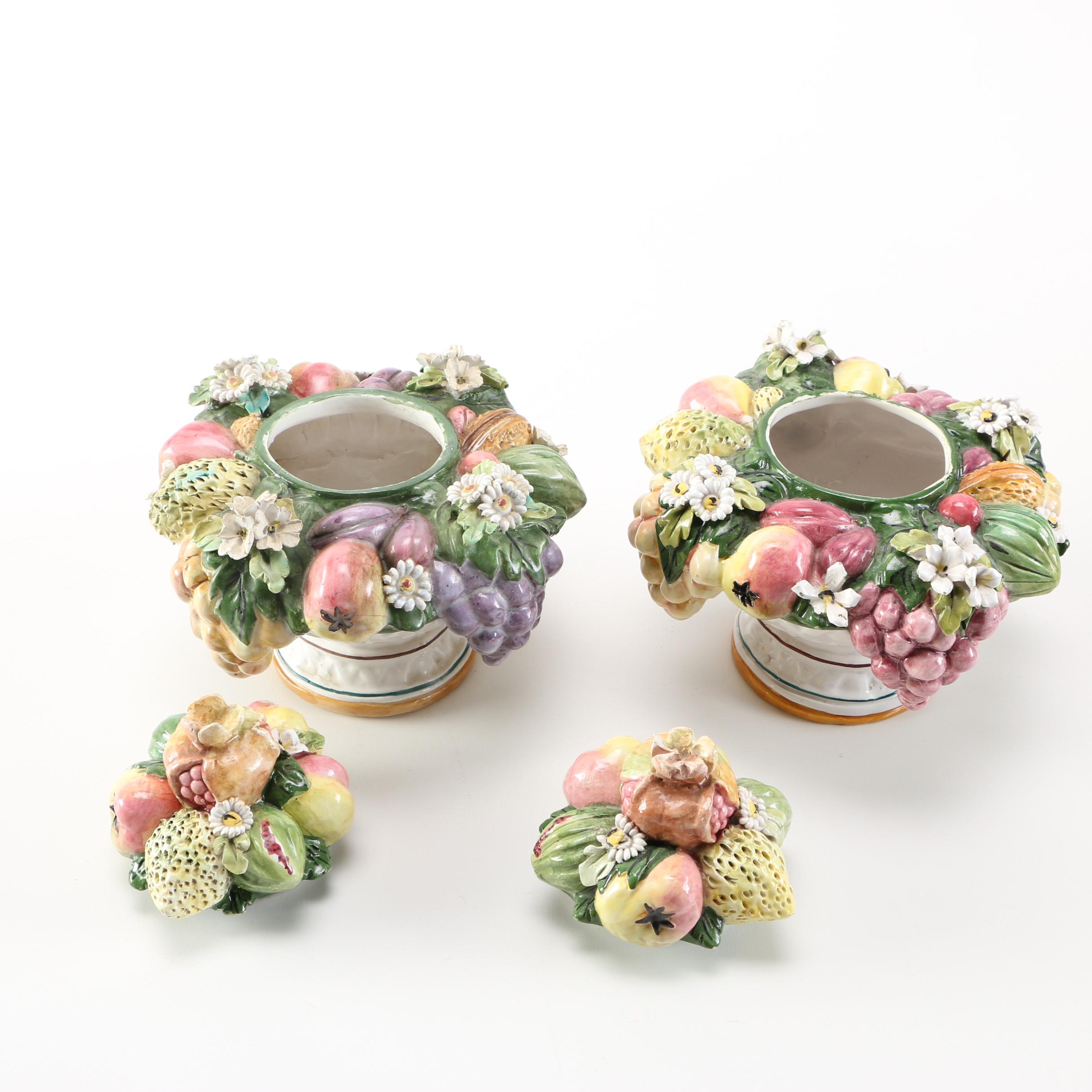 Italian Majolica Rabbit Tureen and Vessels