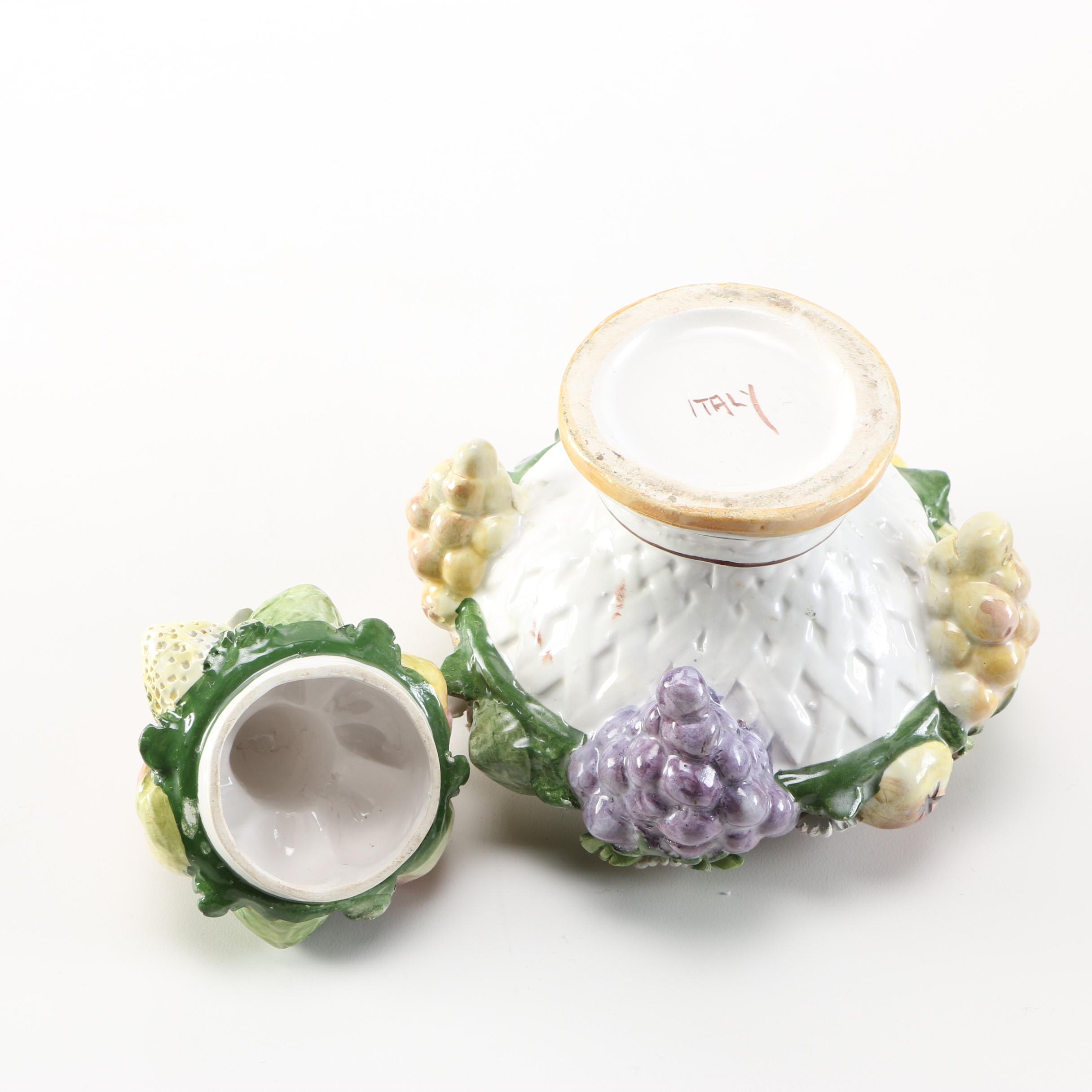 Italian Majolica Rabbit Tureen and Vessels