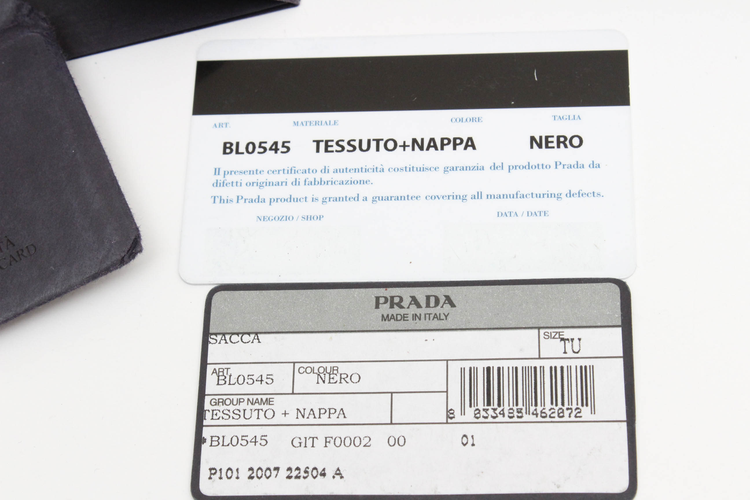 Prada Black Tessuto Nylon Leather Ruffle  Handbag