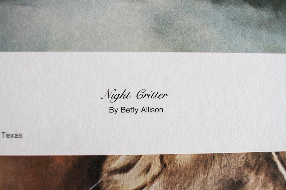1979 After Betty Allison Offset Lithograph "Night Critter"