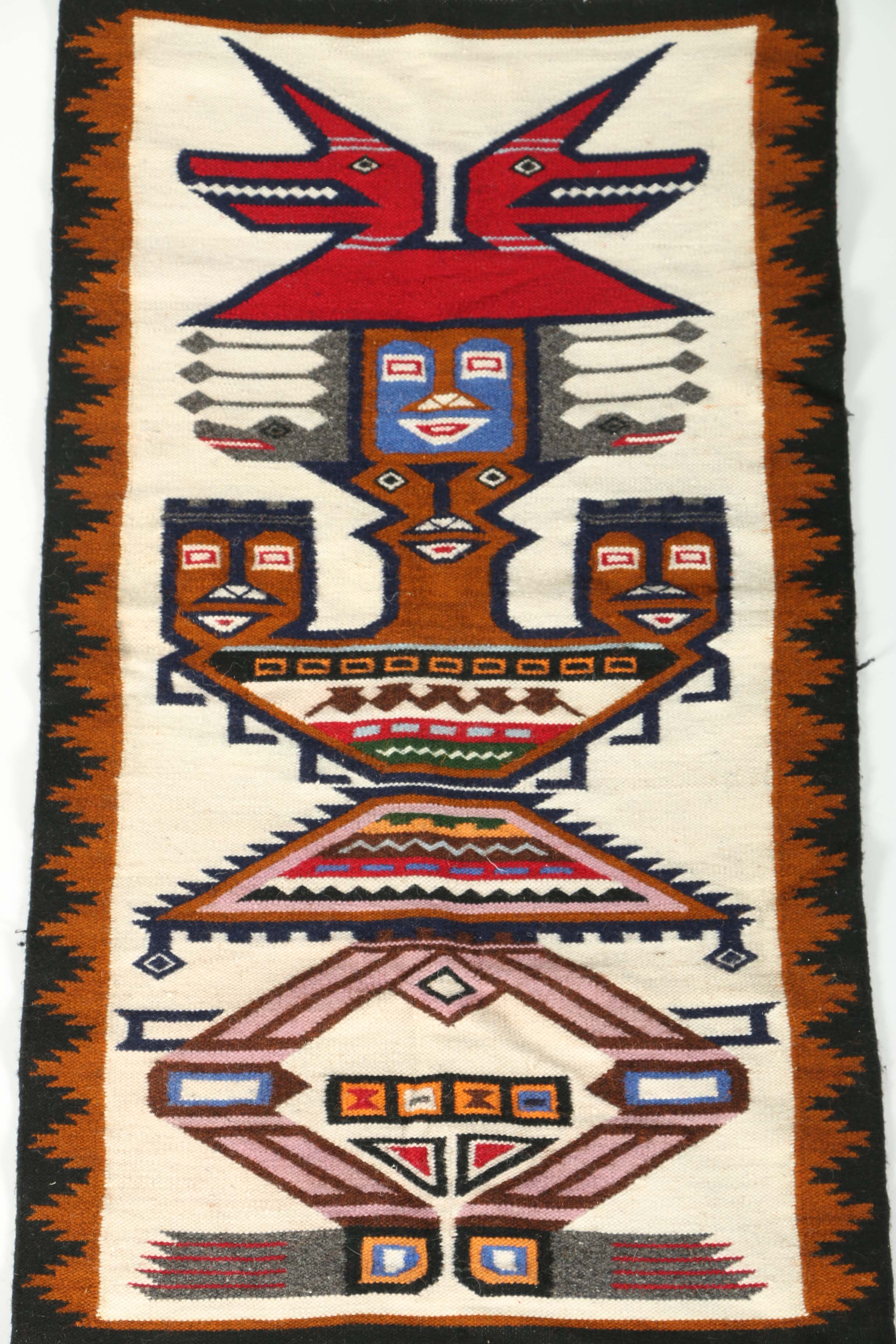 Handwoven Mexican Aztec-Style Rug