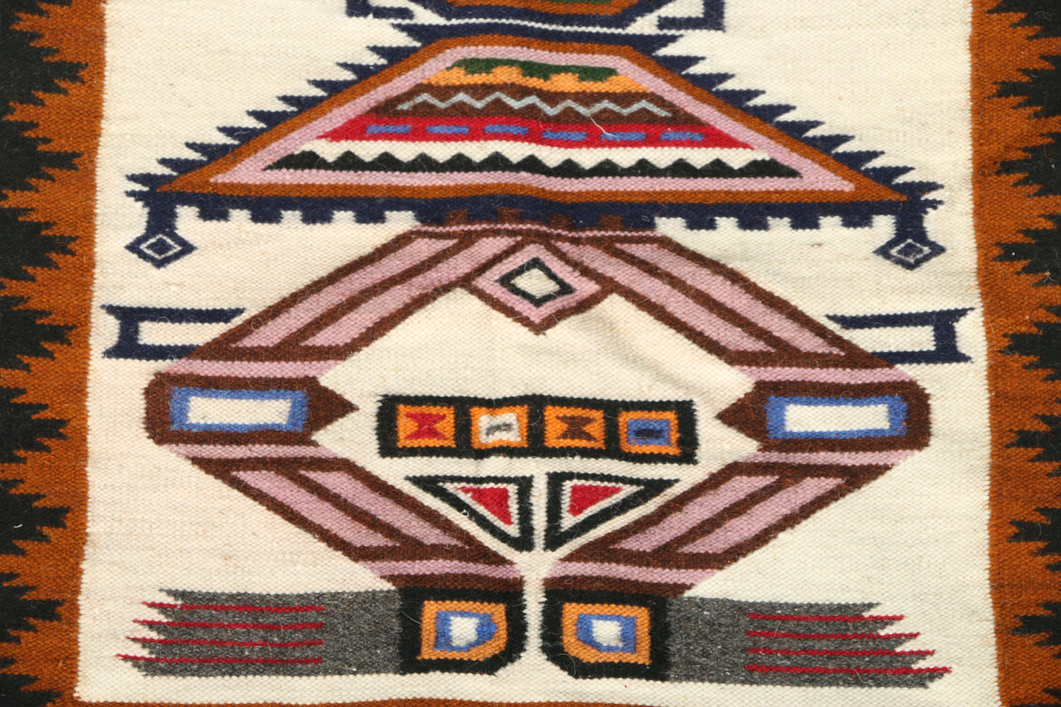 Handwoven Mexican Aztec-Style Rug