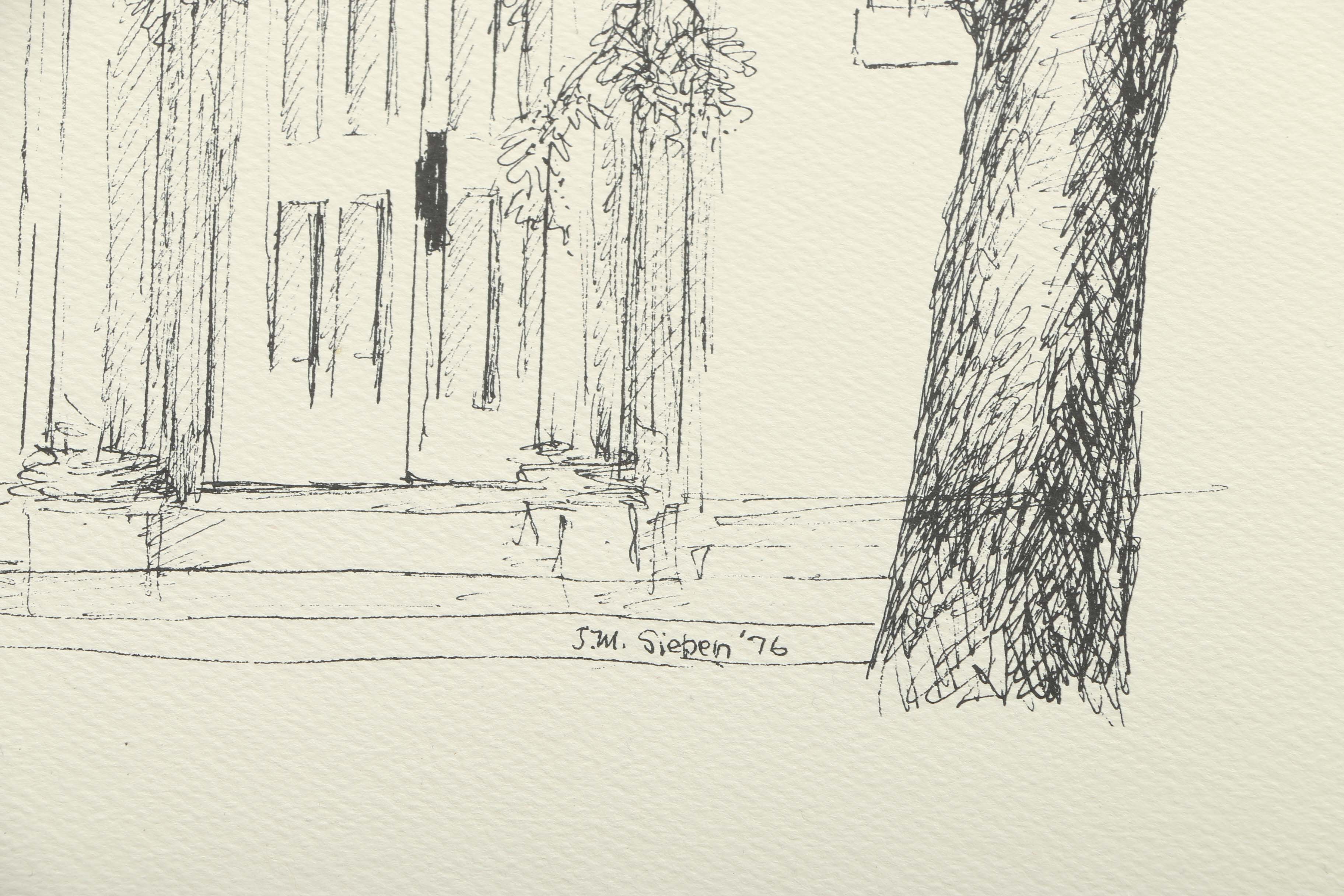 Jean M. Sieben Signed Lithographs of Shimer College