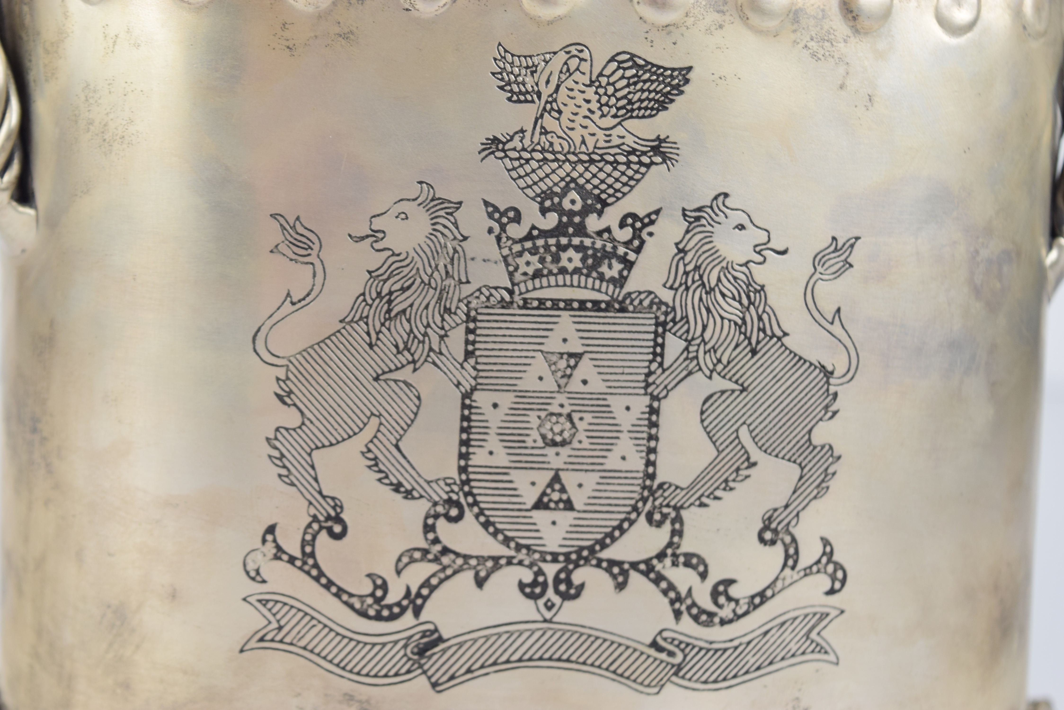 Metal Wine Cooler with Heraldic Engraving and Metal Rope Trim