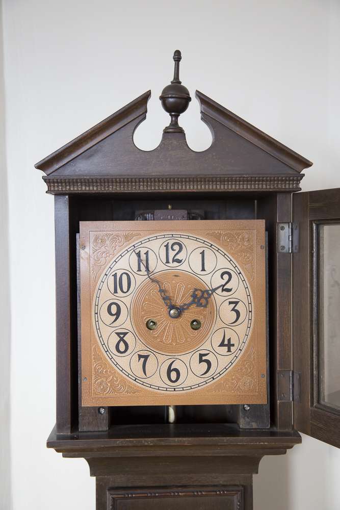 Vintage Mahogany Grandfather Clock By Colonial Manufacturing