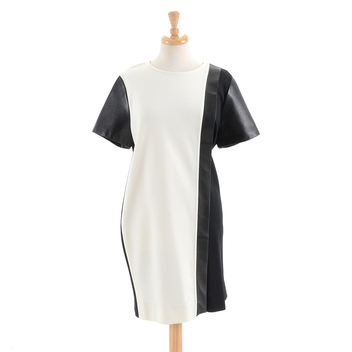 St. John Leather Trimmed Dress