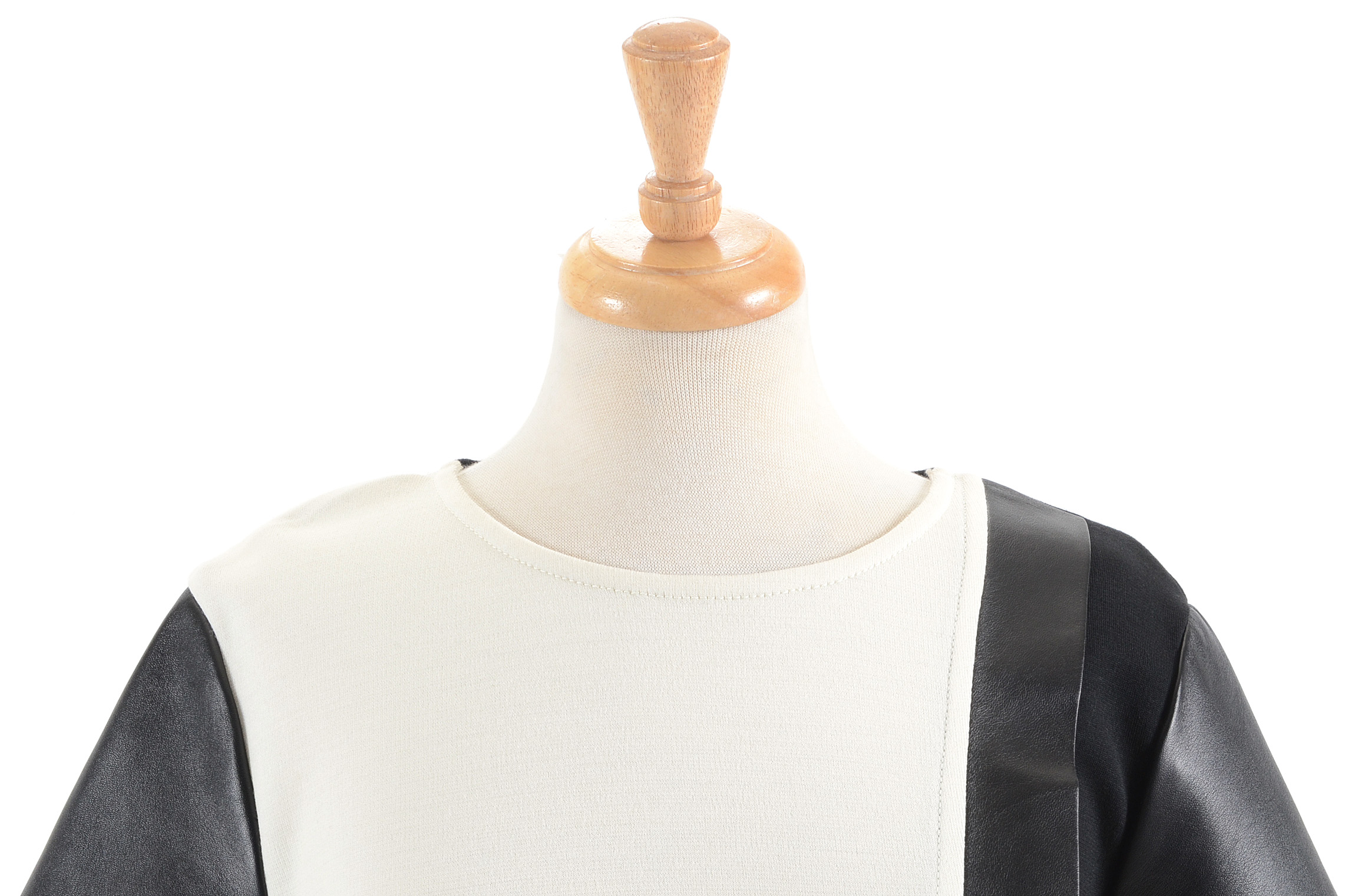 St. John Leather Trimmed Dress