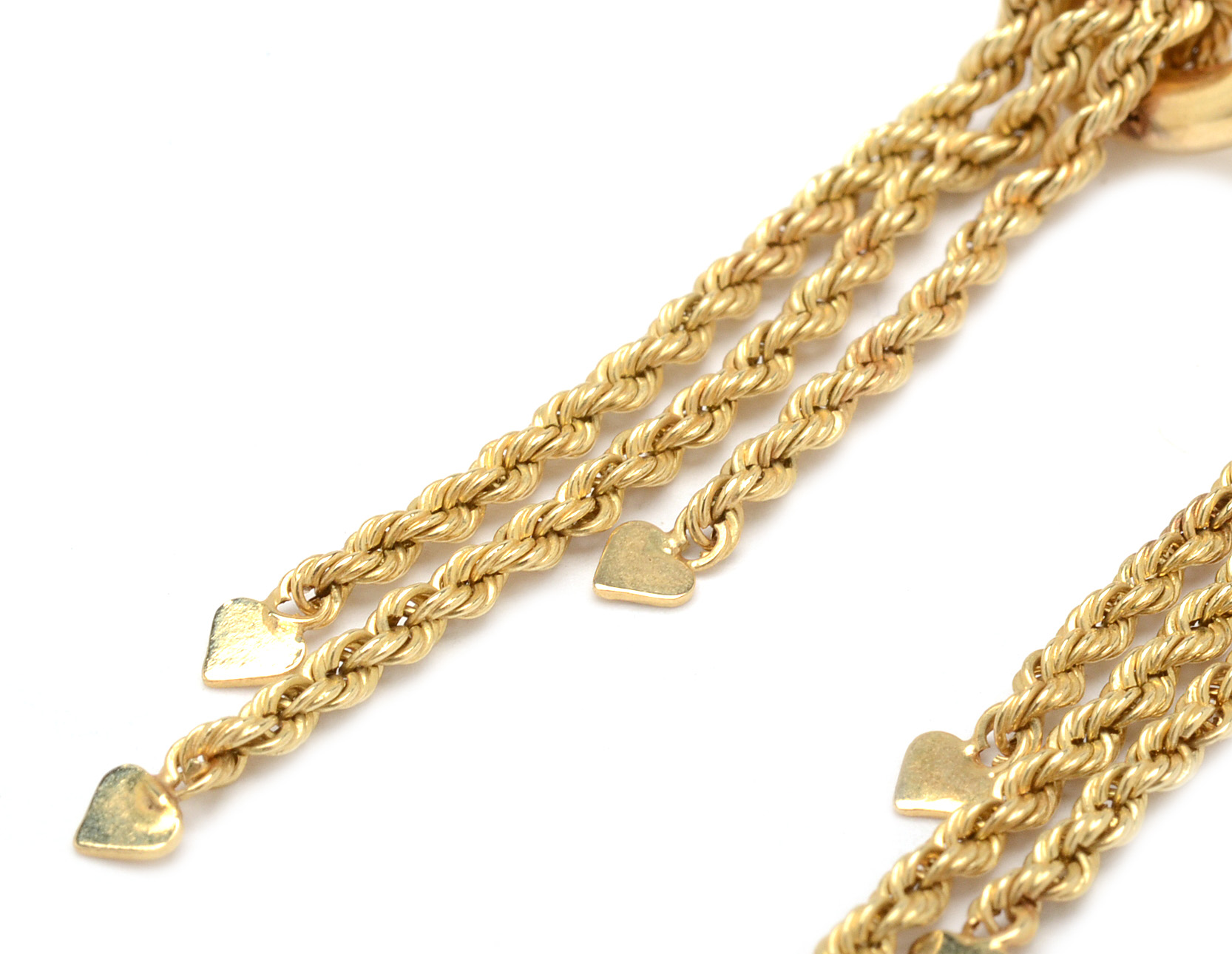 Pairing of 14K Yellow Gold Rope Chain Earrings and Bracelet